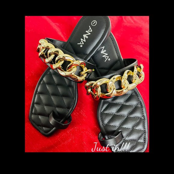 SZ 8  Anna Gold Chain Toe Ring Sandal - Picture 2 of 3